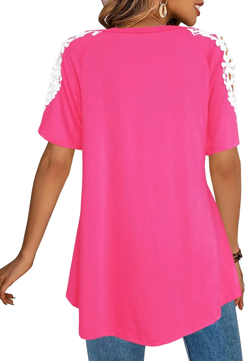Afibi Womens Short Sleeve Cold Shoulder Summer Basic Tee Tops Shirts