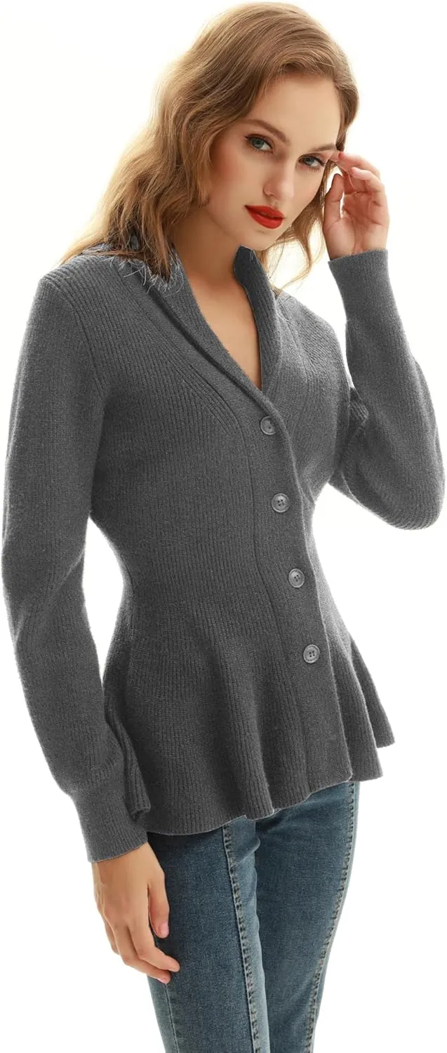 Belle Poque Women Vintage Cardigan Sweater Shawl Lapel Button Down Sweater Outwear Coat