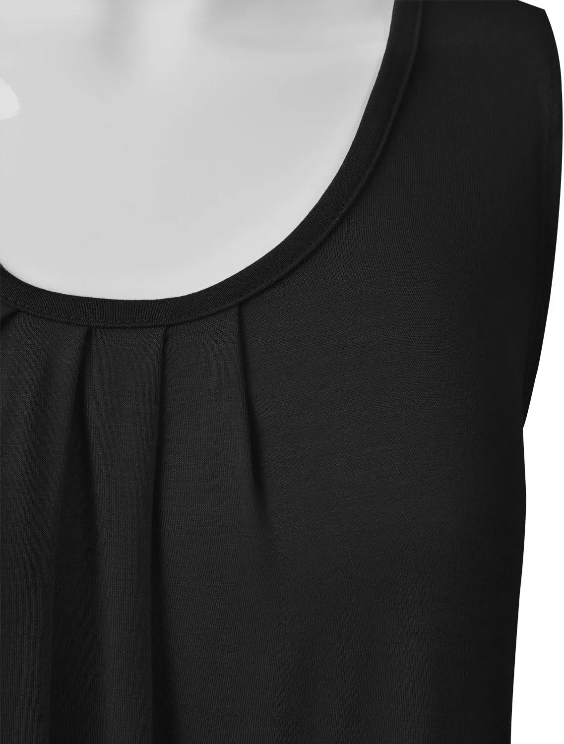 EIMIN Women's Pleated Scoop Neck Sleeveless Stretch Basic Soft Tank Top (S-3X)