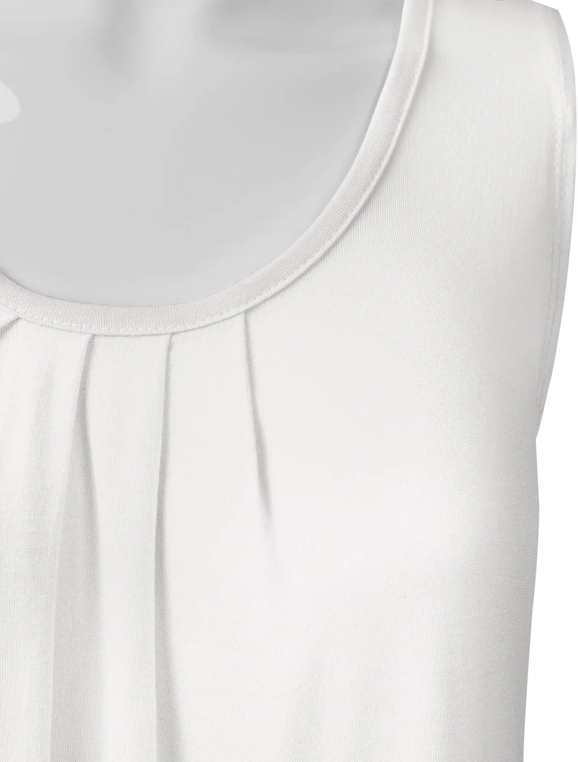 EIMIN Women's Pleated Scoop Neck Sleeveless Stretch Basic Soft Tank Top (S-3X)