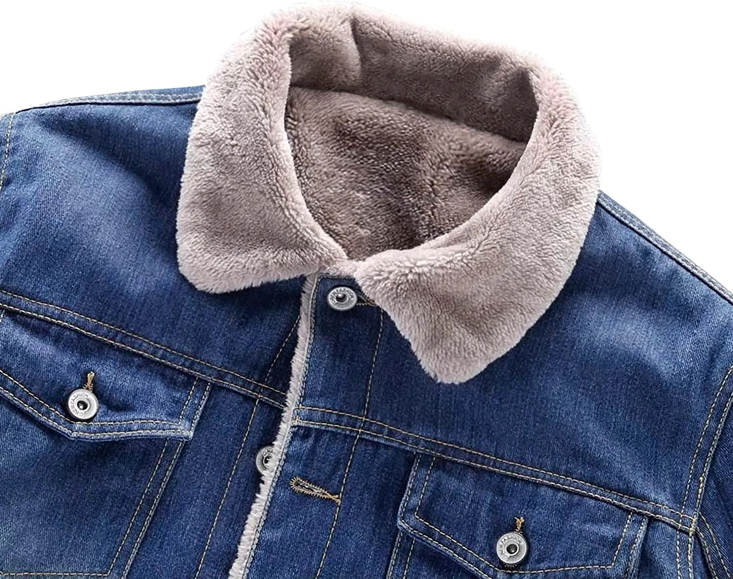 EXEKE Men's Fleece Lined Denim Trucker Jacket Warm Winter Coats