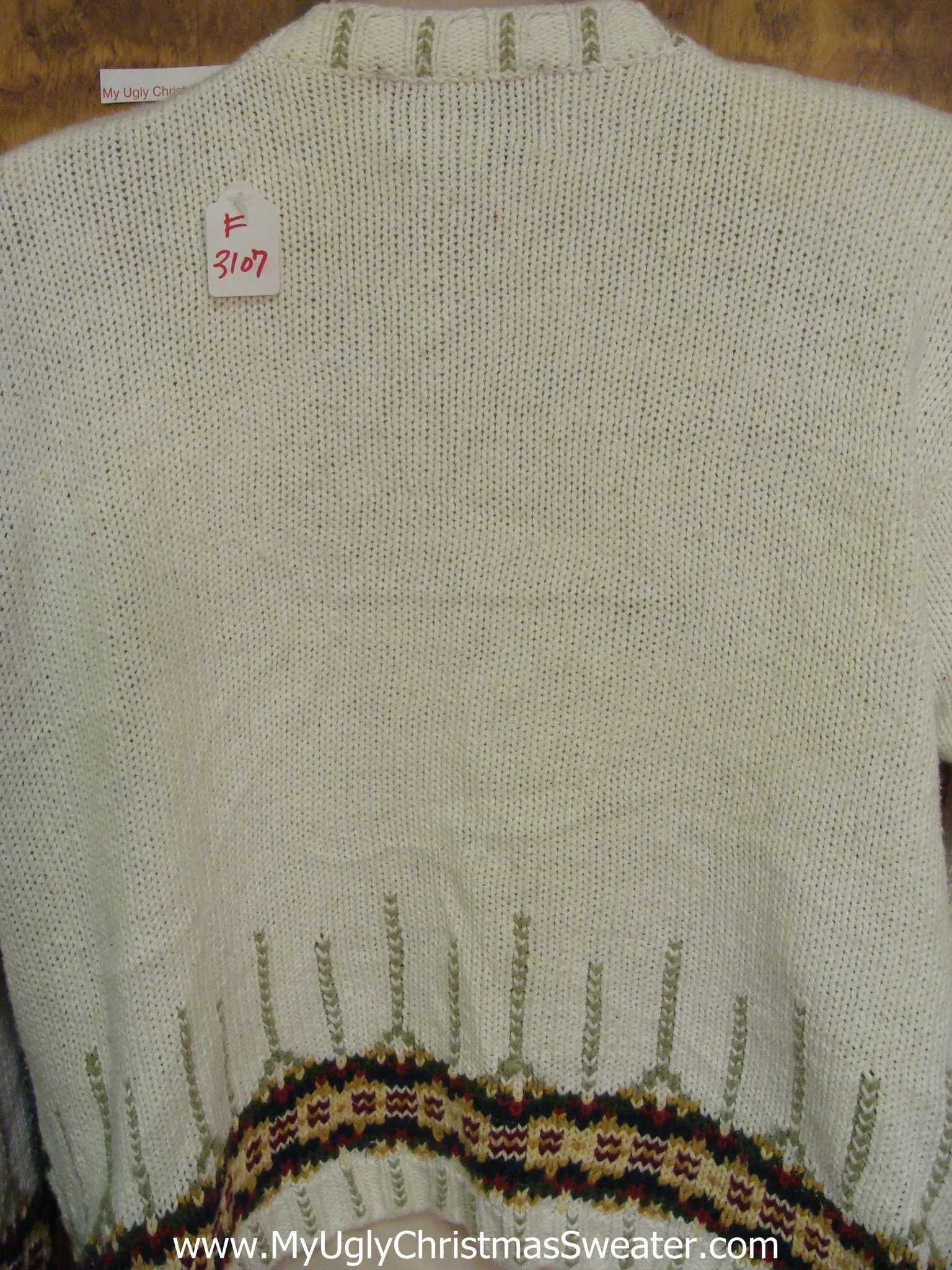 Green and Gold Trees Corny Christmas Sweater Cardigan