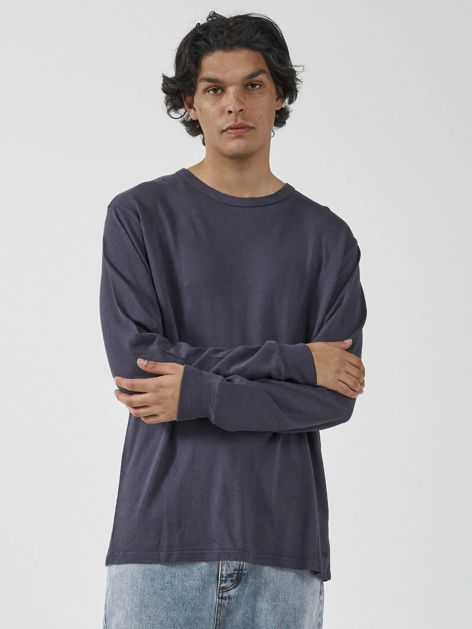 Hemp Thrills Embro Merch Fit Long Sleeve Tee - Marine Blue
