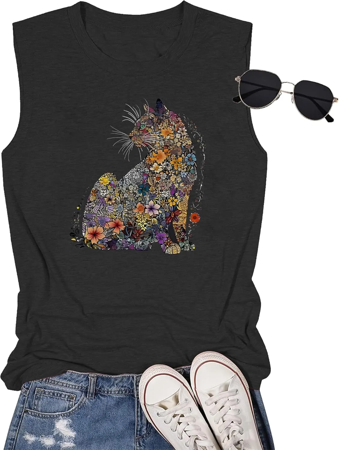 Hummingbird Tank Top for Women Bird Flower Graphic Tee Bird Lover Sleeveless Shirts
