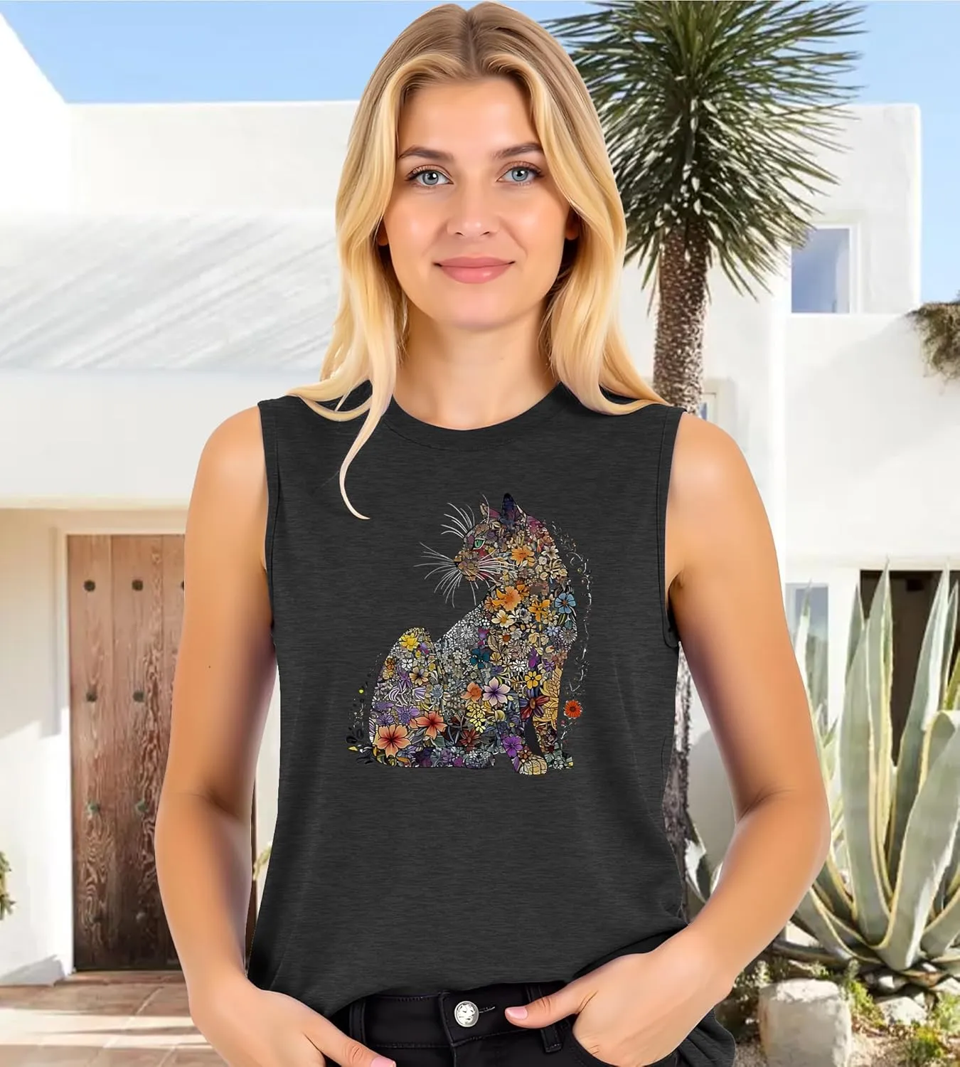 Hummingbird Tank Top for Women Bird Flower Graphic Tee Bird Lover Sleeveless Shirts