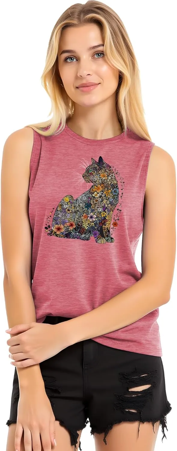 Hummingbird Tank Top for Women Bird Flower Graphic Tee Bird Lover Sleeveless Shirts
