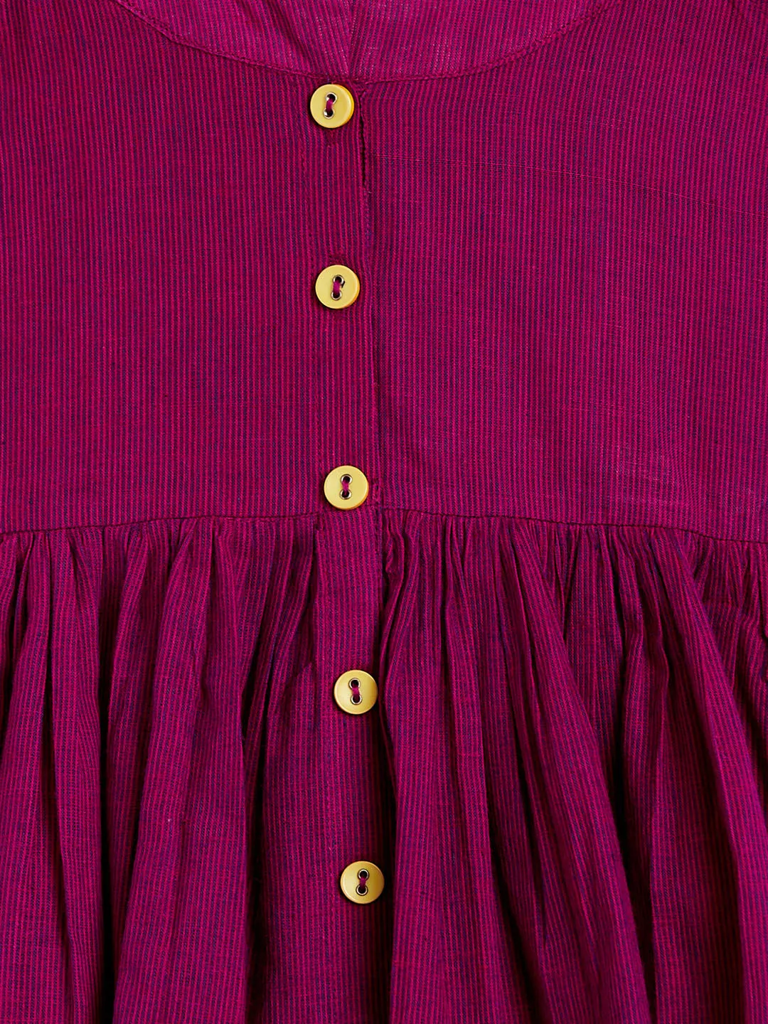 Jashvi SISHU Girl's Purple Striped Handloom Kurta With Yellow Pyjama Set