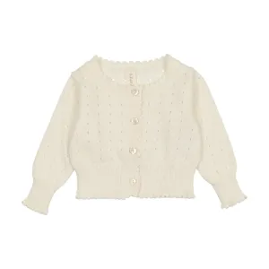 Lilette Cream Dotted Open Knit Cardigan
