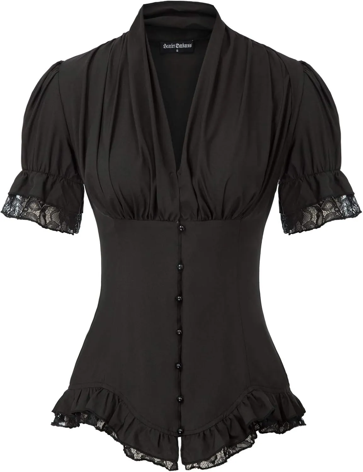 Scarlet Darkness Womens Work Tops Dressy Casual 2025 Elegant Short Puff Sleeve Victorian Peasant Blouses
