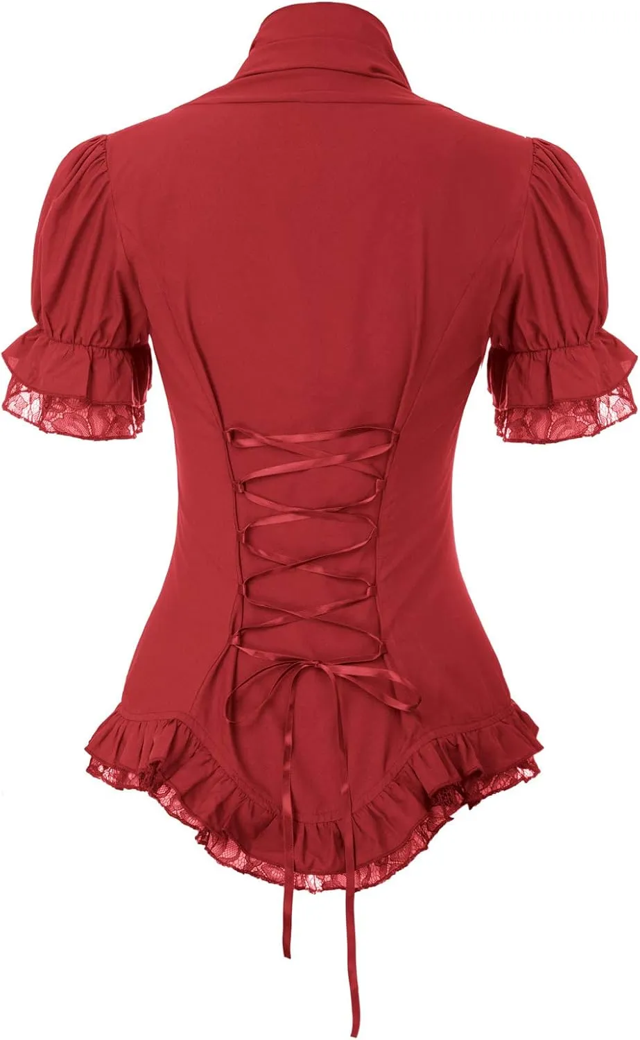 Scarlet Darkness Womens Work Tops Dressy Casual 2025 Elegant Short Puff Sleeve Victorian Peasant Blouses