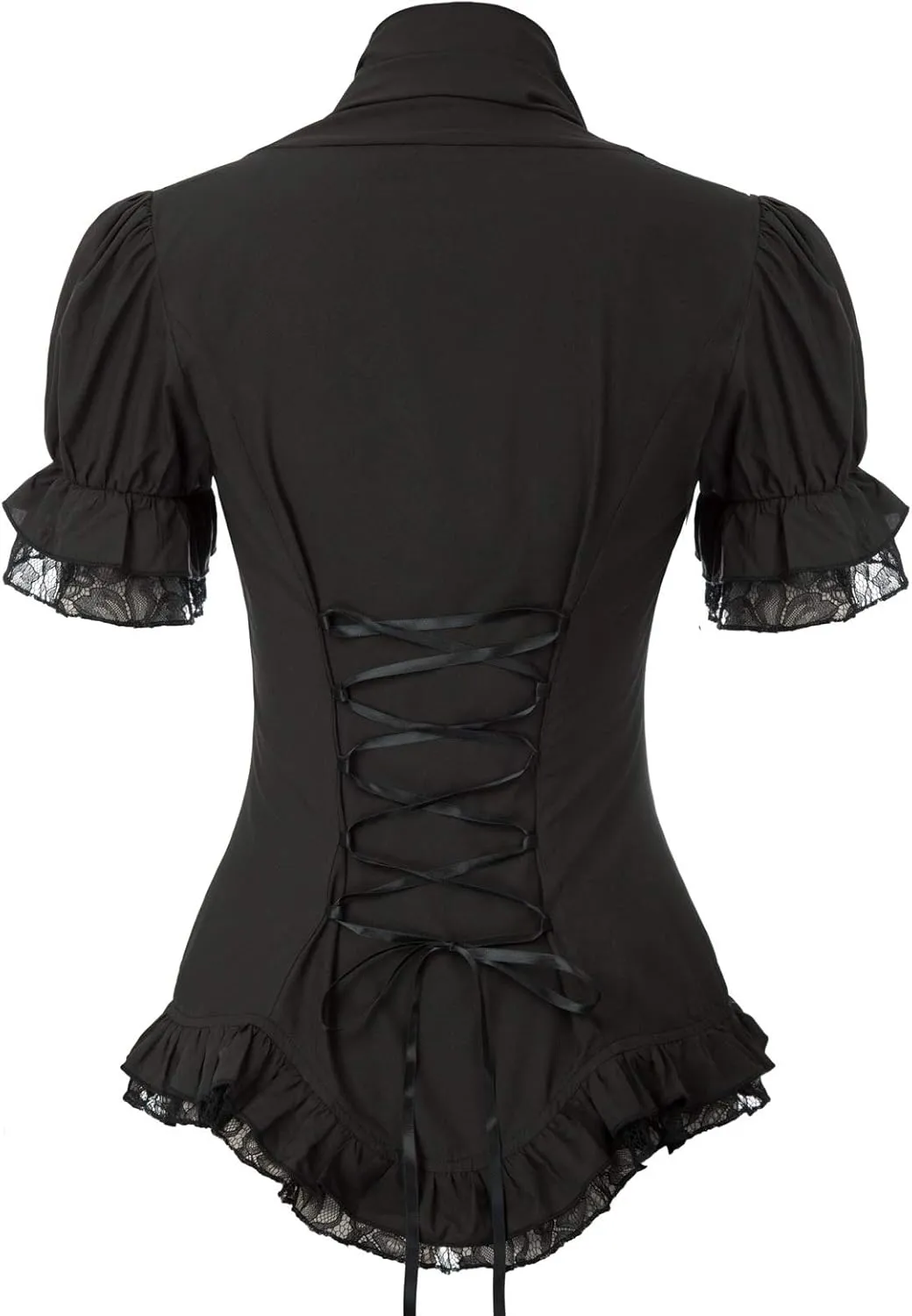 Scarlet Darkness Womens Work Tops Dressy Casual 2025 Elegant Short Puff Sleeve Victorian Peasant Blouses