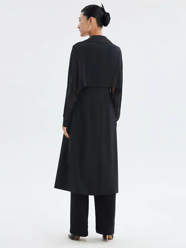 Silk Patchwork Worsted Wool Coat