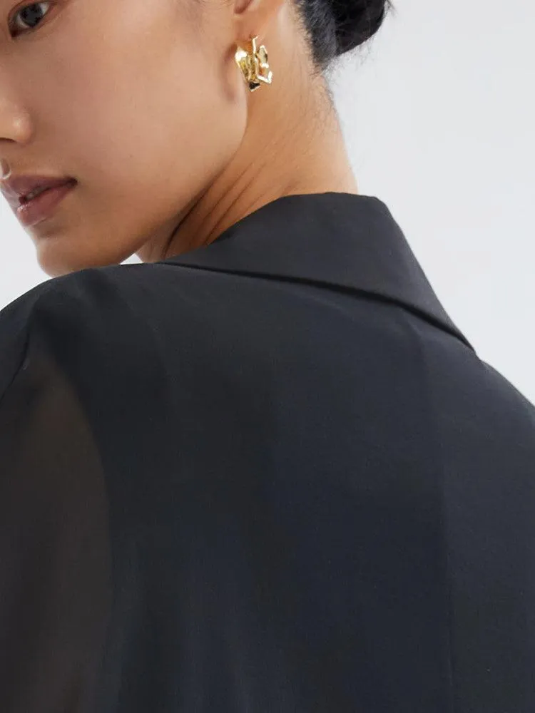 Silk Patchwork Worsted Wool Coat