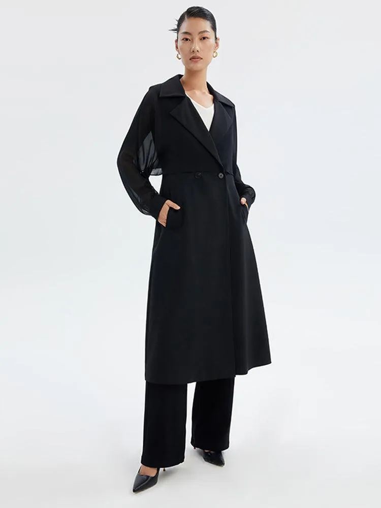 Silk Patchwork Worsted Wool Coat