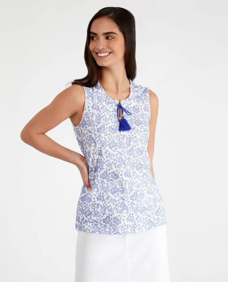 Sleeveless Paisley Print Top
