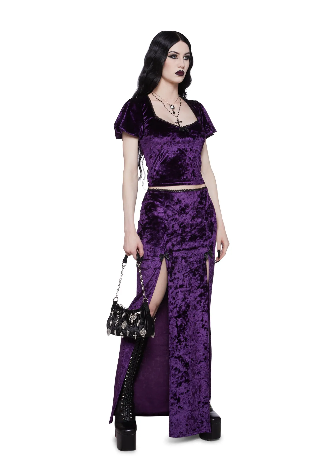 Time Stands Still Velvet Top - Purple