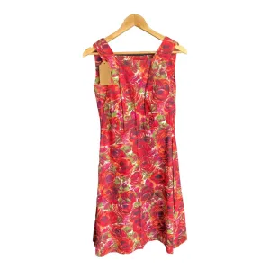 Vintage Cotton Red Floral Sleeveless Dress UK Size 8
