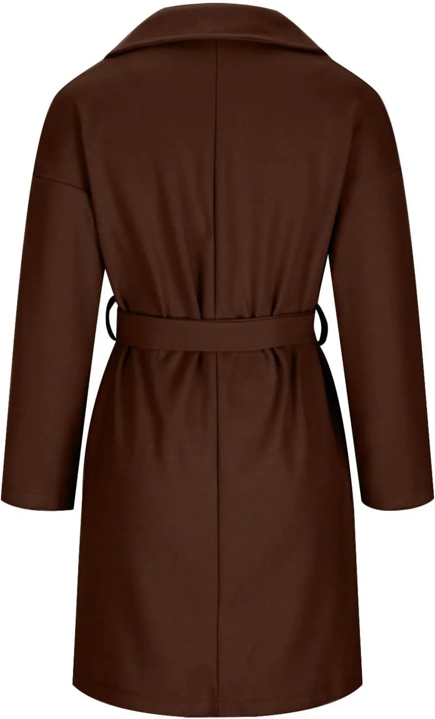 Women's Oversized Long Sleeve Tie Belt Wrap Coats Notched Lapel Loose Fit Trench Coats Warm Overcoat with Pockets