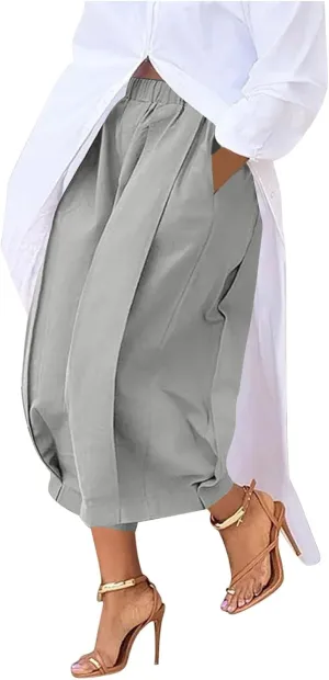 Women's Wide Leg Palazzo Pants 2025 Trendy High Waisted Flowy Trendy Crop Pant Casual Trousers with Pockets